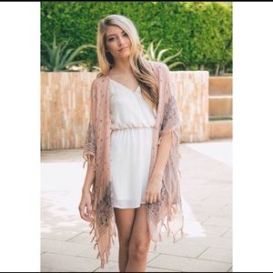 Boho chic print tassel kimono